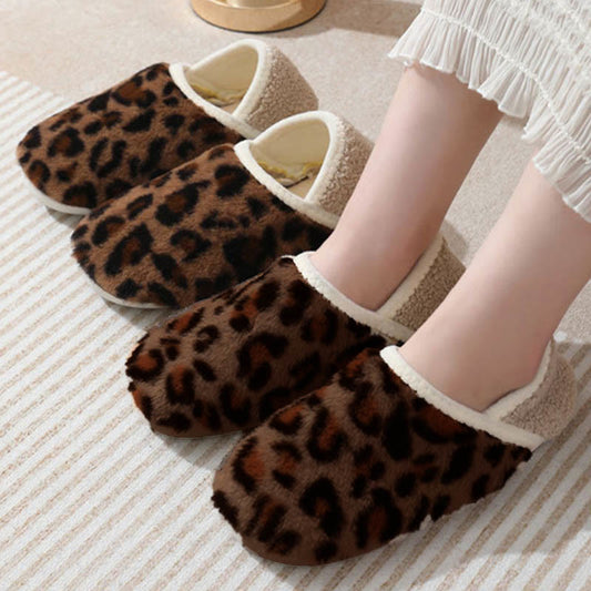 Chaussons-chaussettes marron à imprimé léopard grande taille - image 0