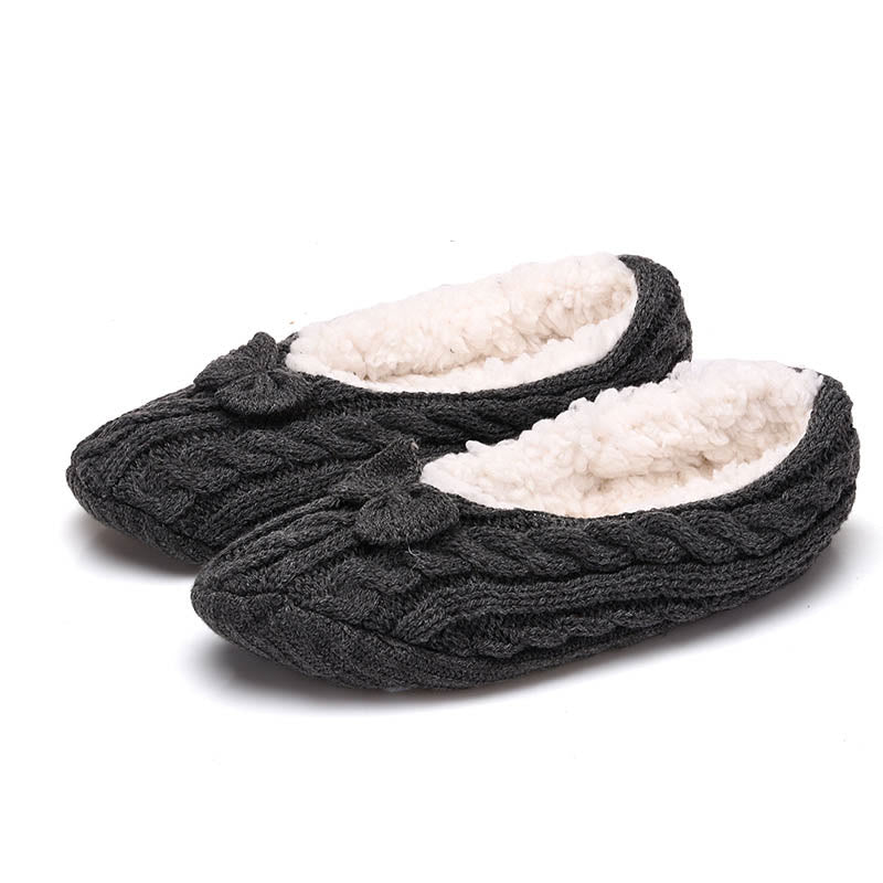 Chaussons-chaussettes à nœud papillon grande taille - Gris foncé - EU39-42 (US6-8.5) - image 2