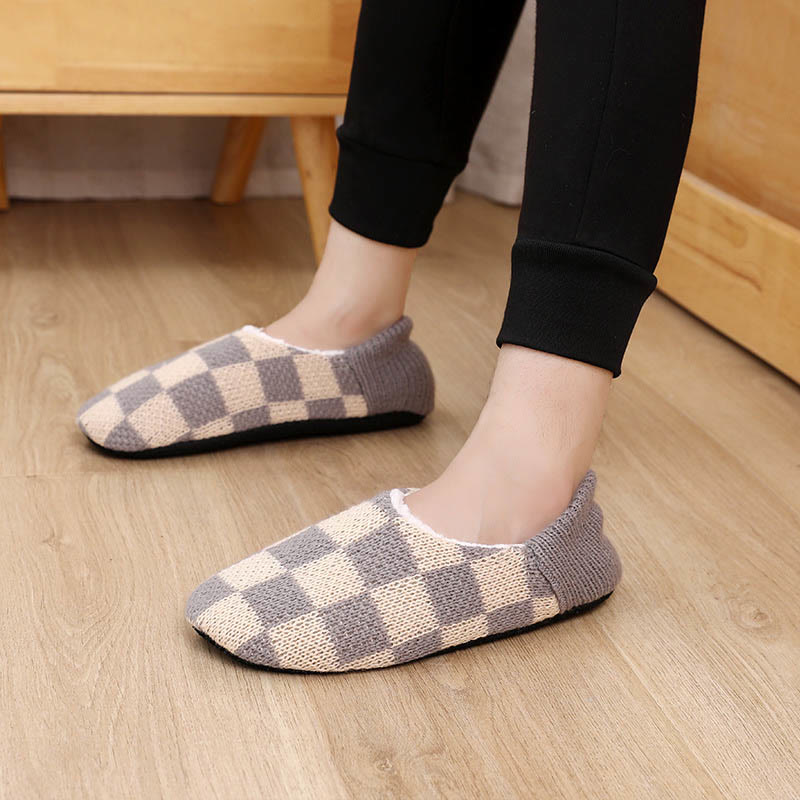 Chaussons-chaussettes à carreaux grande taille - Gris - EU40-43 (US7-9) - image 3