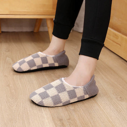 Chaussons-chaussettes à carreaux grande taille - Gris - EU40-43 (US7-9) - image 3