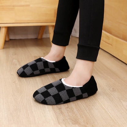 Chaussons-chaussettes à carreaux grande taille - Noir - EU40-43 (US7-9) - image 1