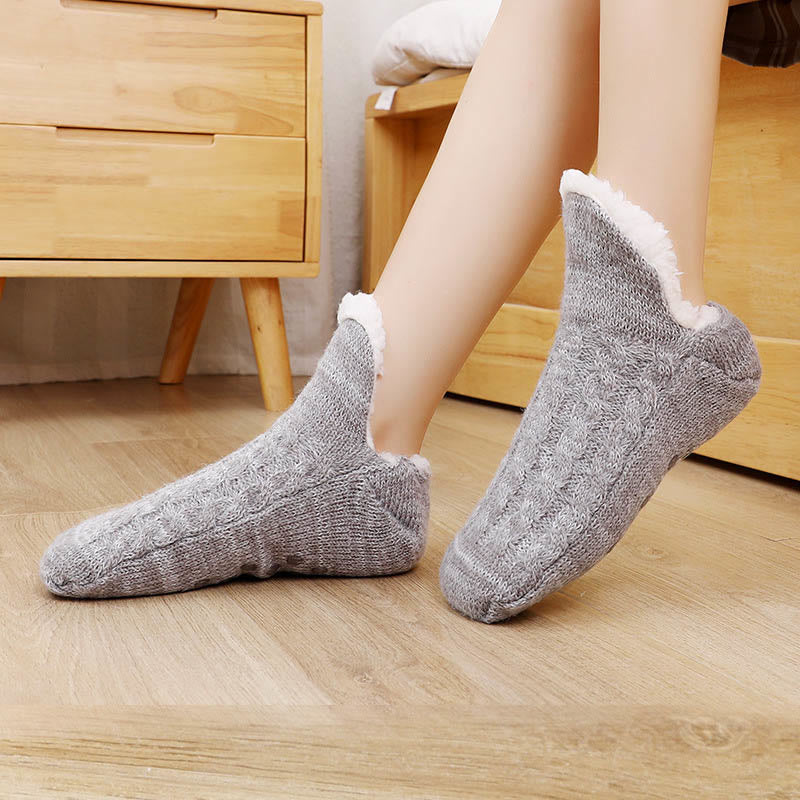 Chaussons-chaussettes en peluche grande taille - Gris - EU40-43 (US7-9) - image 5