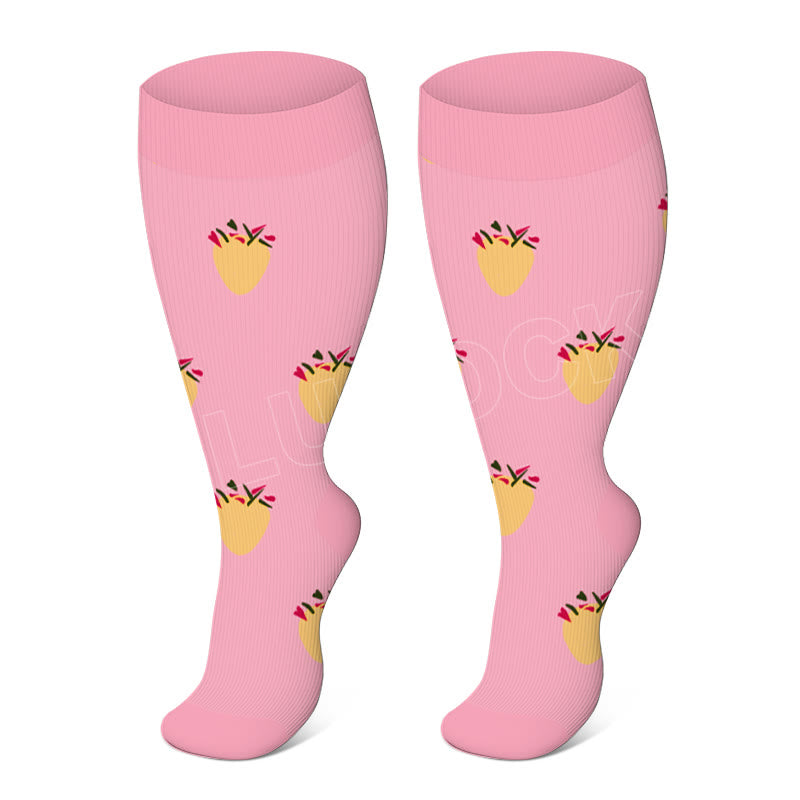 Chaussettes de compression Ananas pour électrocardiogramme, grande taille (3 paires) - Rose - 4XL - image 6