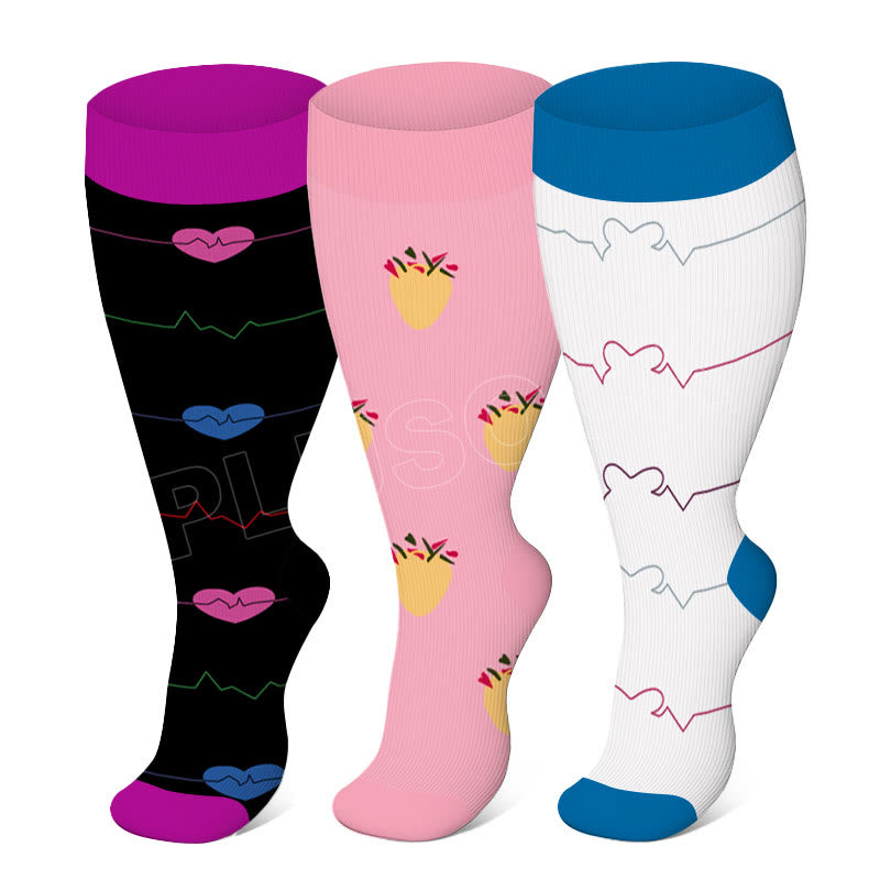 Chaussettes de compression Ananas pour électrocardiogramme, grande taille (3 paires) - Multicolore - 4XL - image 0