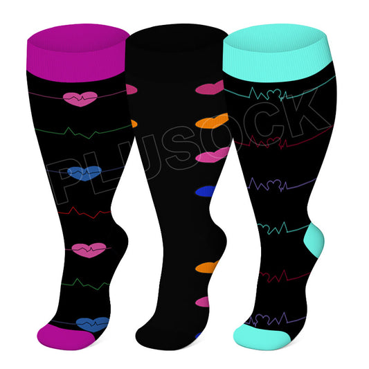 Chaussettes de compression grande taille pour électrocardiogramme (3 paires) - Multicolore - 4XL - image 0