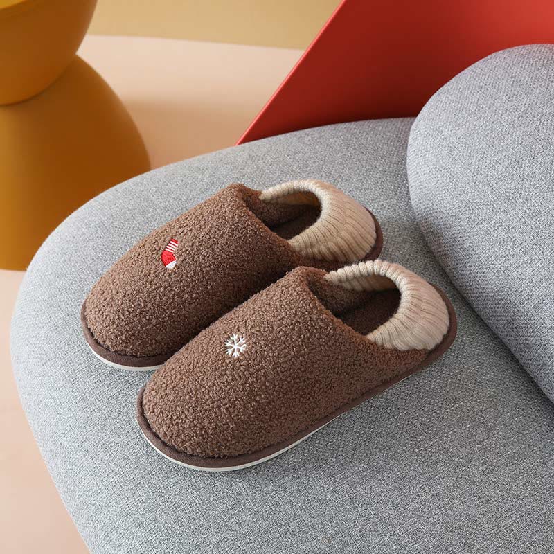 Chaussons-chaussettes grande taille à motif flocon de neige - Café - États-Unis 10-11 - image 10