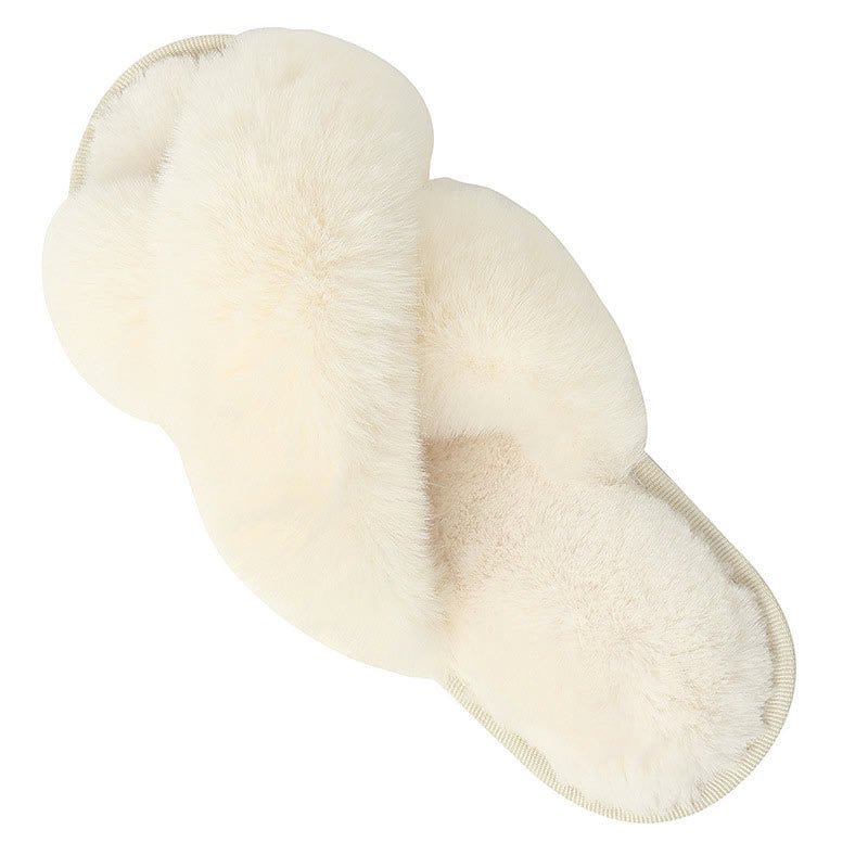Chaussons en peluche à brides croisées grande taille - Blanc - EU42-43 (US11-12) - image 12