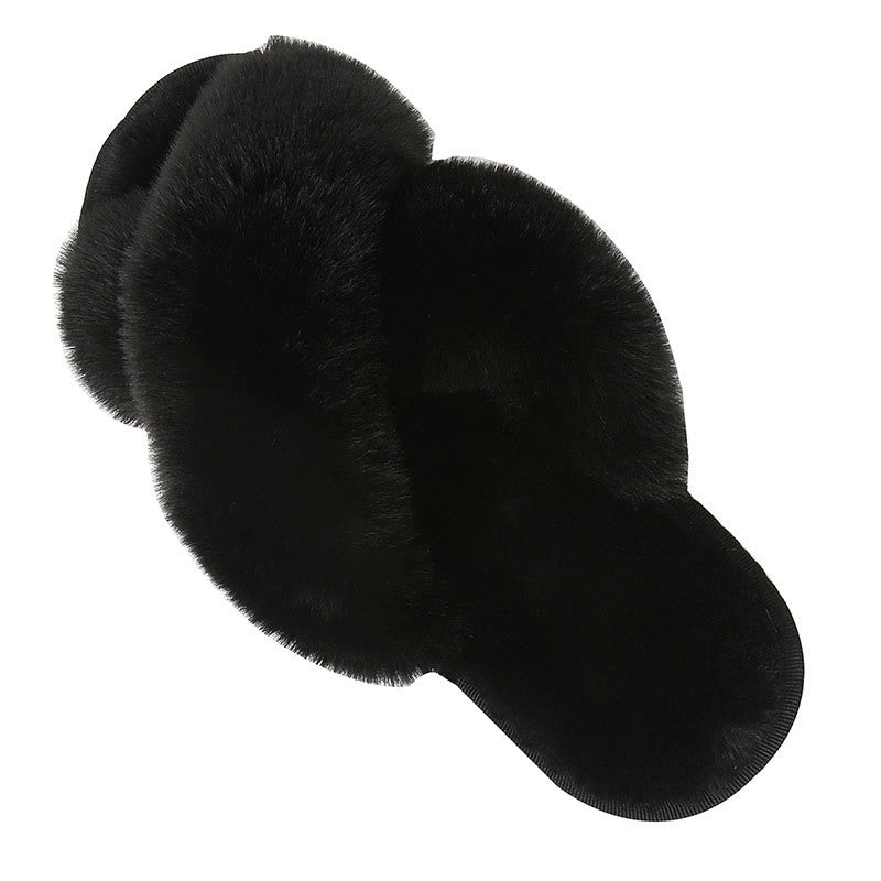 Chaussons en peluche à brides croisées grande taille - Noir - EU42-43 (US11-12) - image 11