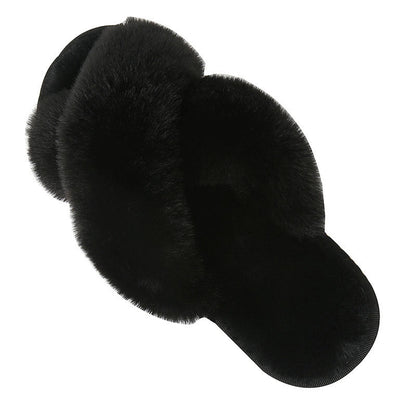 Chaussons en peluche à brides croisées grande taille - Noir - EU42-43 (US11-12) - image 11