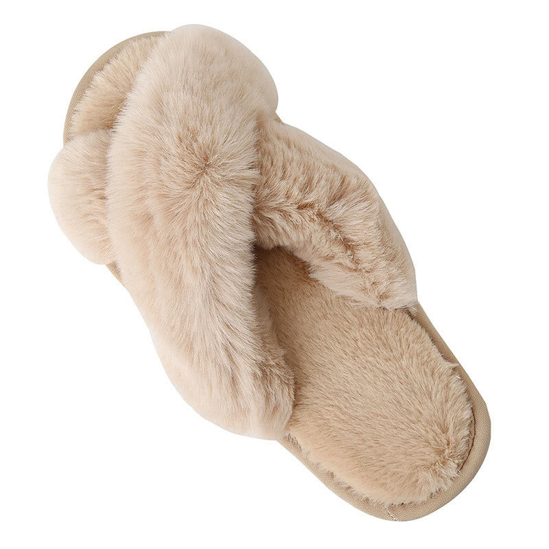 Chaussons en peluche à brides croisées grande taille - Chameau - EU42-43 (US11-12) - image 14
