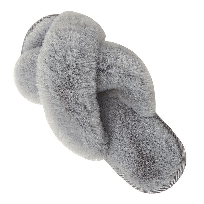 Chaussons en peluche à brides croisées grande taille - Gris - EU42-43 (US11-12) - image 13