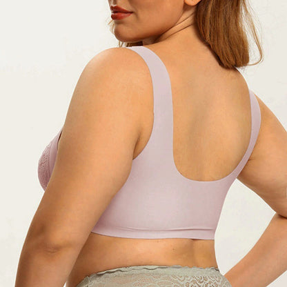 Soutiens-gorge sans armatures en dentelle à fermeture frontale grande taille