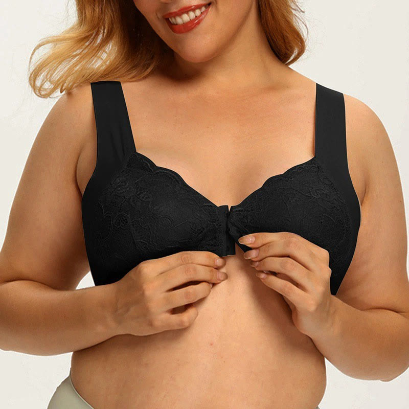 Soutiens-gorge sans armatures en dentelle à fermeture frontale grande taille