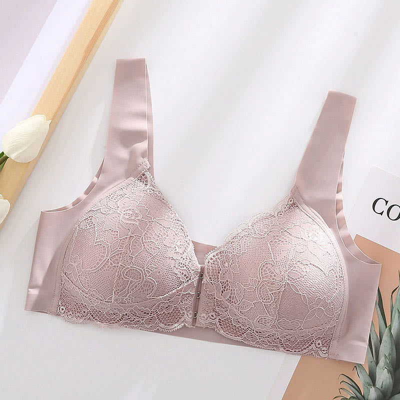 Soutiens-gorge sans armatures en dentelle à fermeture avant - Violet - 5XL - image 15