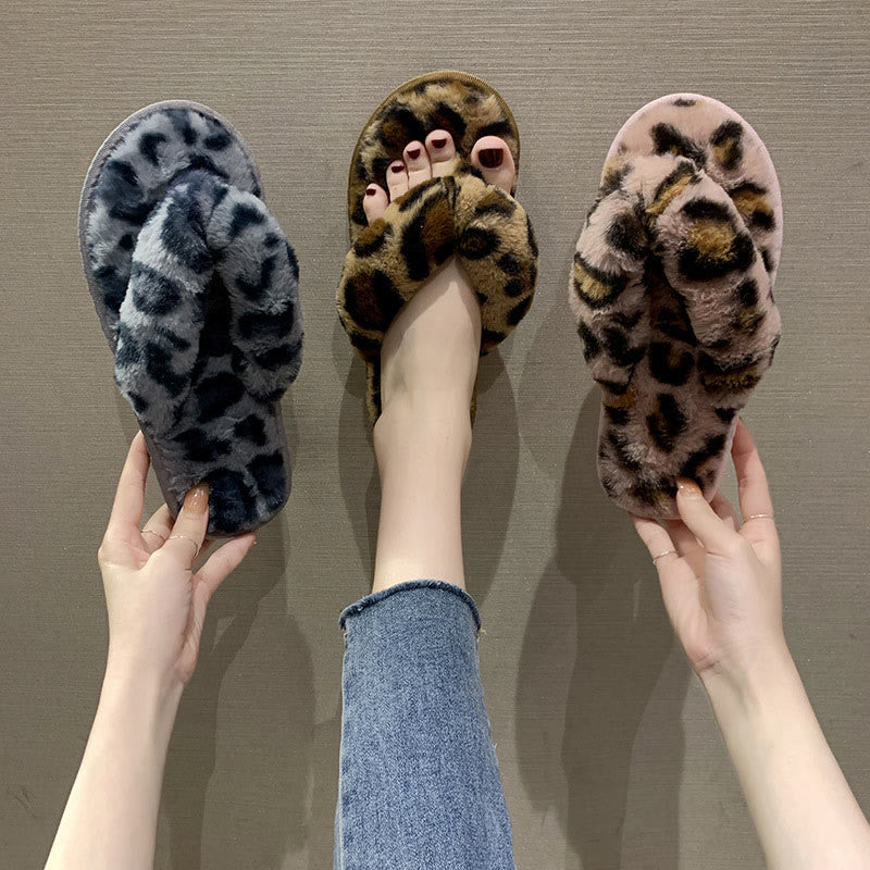 Chaussons imprimés léopard grande taille