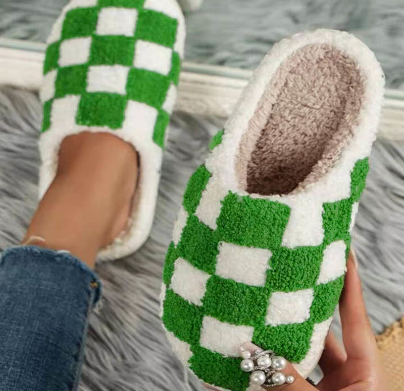 Chaussons à damier grande taille - Vert - EU 44-45 (US 10-11) - image 2