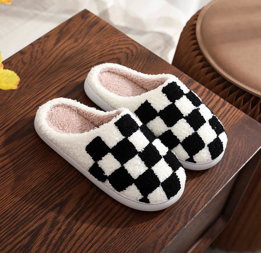 Chaussons à damier grande taille - Noir - EU 44-45 (US 10-11) - image 0