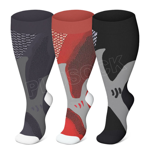 Chaussettes de compression sport vin grande taille 2XL-7XL (3 paires)