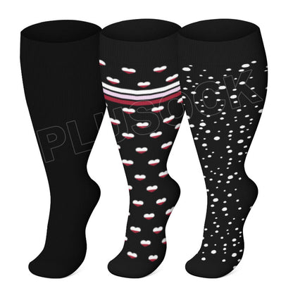 Chaussettes de compression grande taille à motif cœurs (3 paires)
