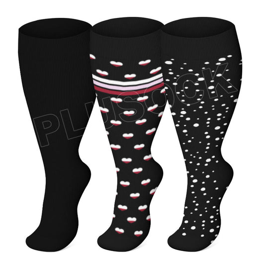 Chaussettes de compression grande taille à motif cœurs (3 paires)