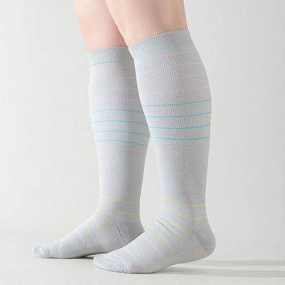 Chaussettes de compression à rayures colorées grande taille (3 paires)