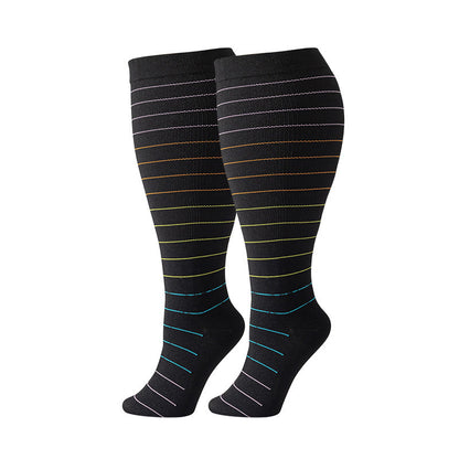 Chaussettes de compression à rayures colorées grande taille (3 paires)