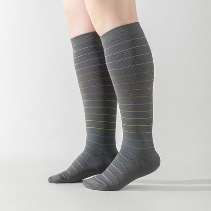 Chaussettes de compression à rayures colorées grande taille (3 paires)