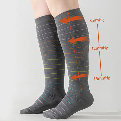 Chaussettes de compression à rayures colorées grande taille (3 paires)
