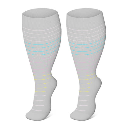 Chaussettes de compression à rayures colorées grande taille (3 paires)