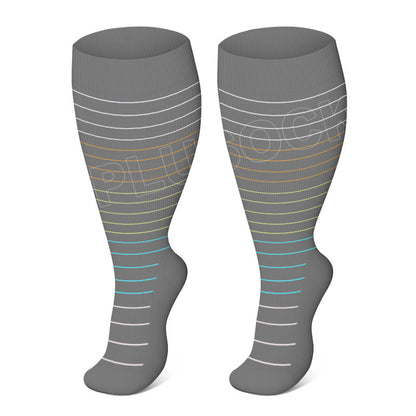 Chaussettes de compression à rayures colorées grande taille (3 paires)