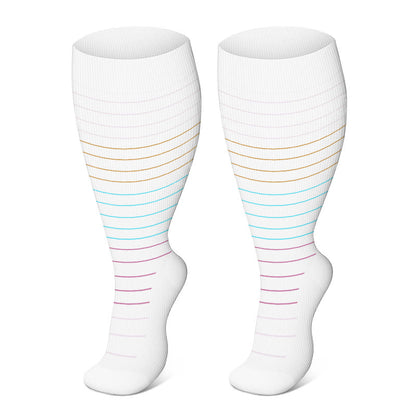 Chaussettes de compression à rayures colorées grande taille (3 paires)