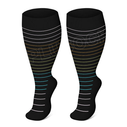 Chaussettes de compression à rayures colorées grande taille (3 paires)
