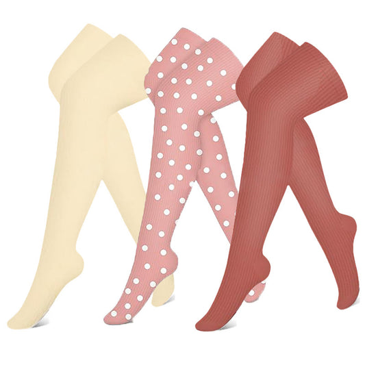 Chaussettes de compression hautes roses, oranges et beiges (3 paires)