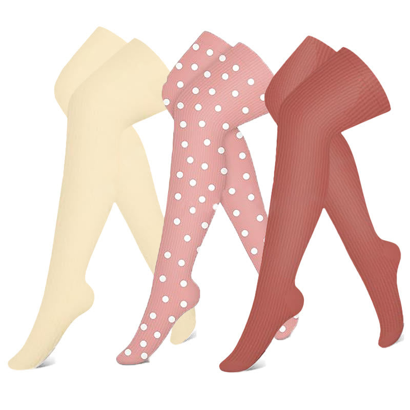 Chaussettes de compression hautes roses, oranges et beiges (3 paires) - Multicolore - S/M - image 0