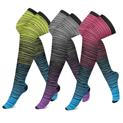 Chaussettes de compression hautes dégradées (3 paires) - Multicolore - S/M - image 0