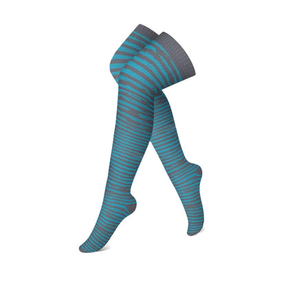 Chaussettes de compression hautes à blocs de couleurs gris et bleu (3 paires) - Bande - S/M - image 5