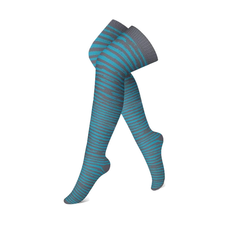 Chaussettes de compression hautes à blocs de couleurs gris et bleu (3 paires) - Bande - S/M - image 2