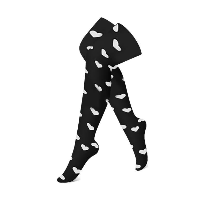 Chaussettes de compression hautes à blocs de couleurs noir et rose (3 paires) - Cœur - S/M - image 5