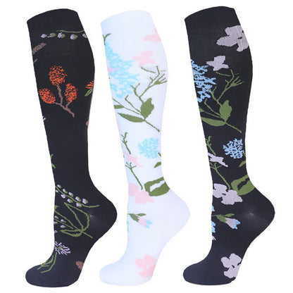 Chaussettes de compression à motif floral (3 paires) - image 1