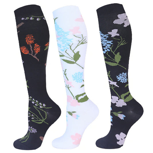 Chaussettes de compression à motif floral (3 paires) - image 1