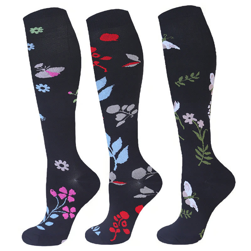 Chaussettes de compression papillon libellule (3 paires) - image 0
