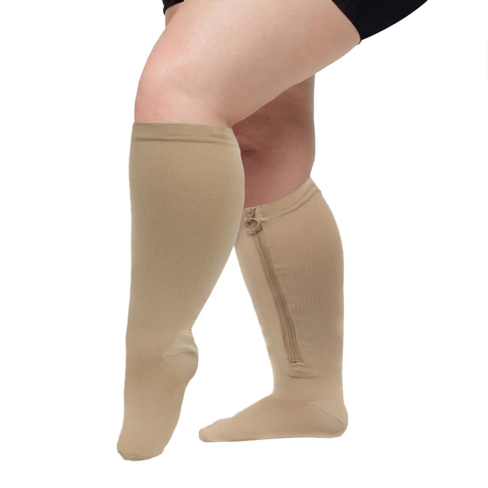 Chaussettes de compression zippées grande taille (2 paires) - image 1