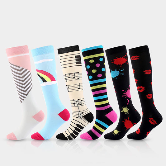 Chaussettes de compression grande taille à motifs variés (6 paires)