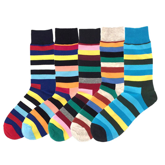 Chaussettes courtes à rayures colorées grande taille (5 paires)