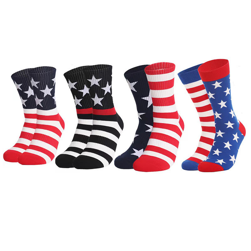 Chaussettes longues à imprimé drapeau américain (4 paires)