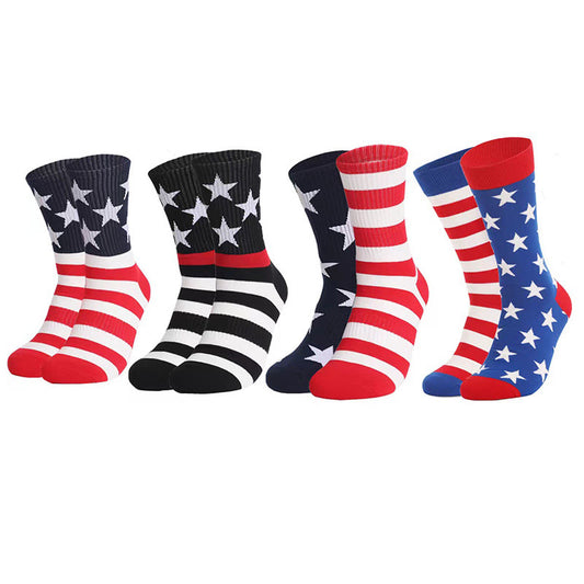 Chaussettes courtes à motifs drapeau américain (4 paires) - image 0