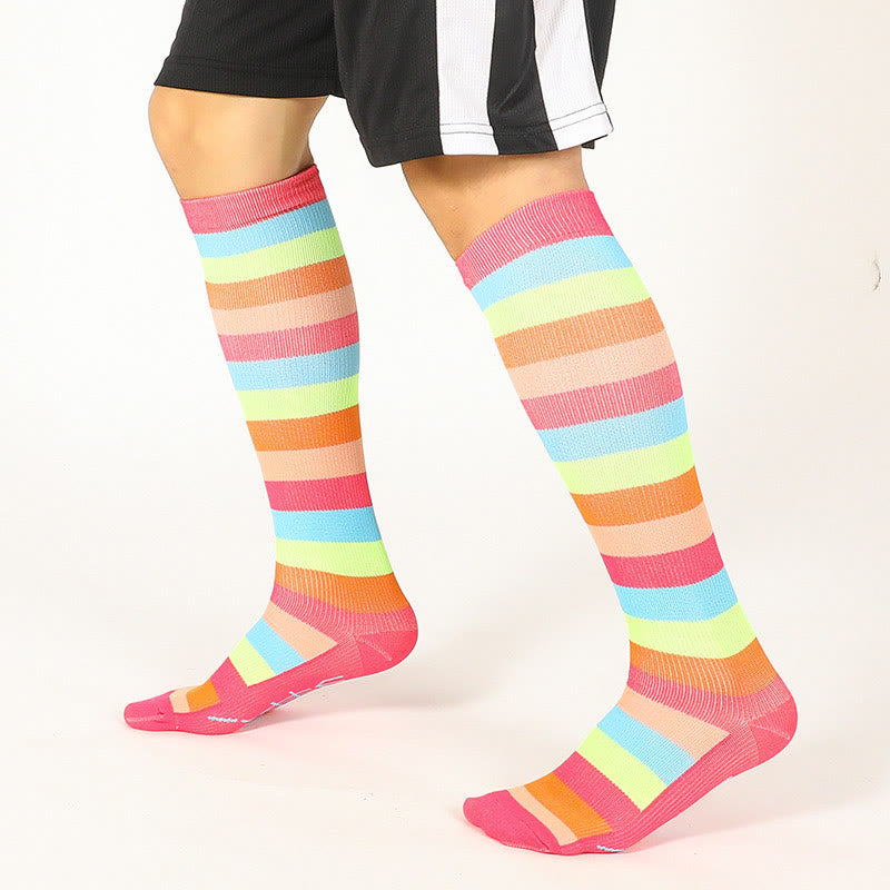 Chaussettes hautes à rayures arc-en-ciel (6 paires) - image 8