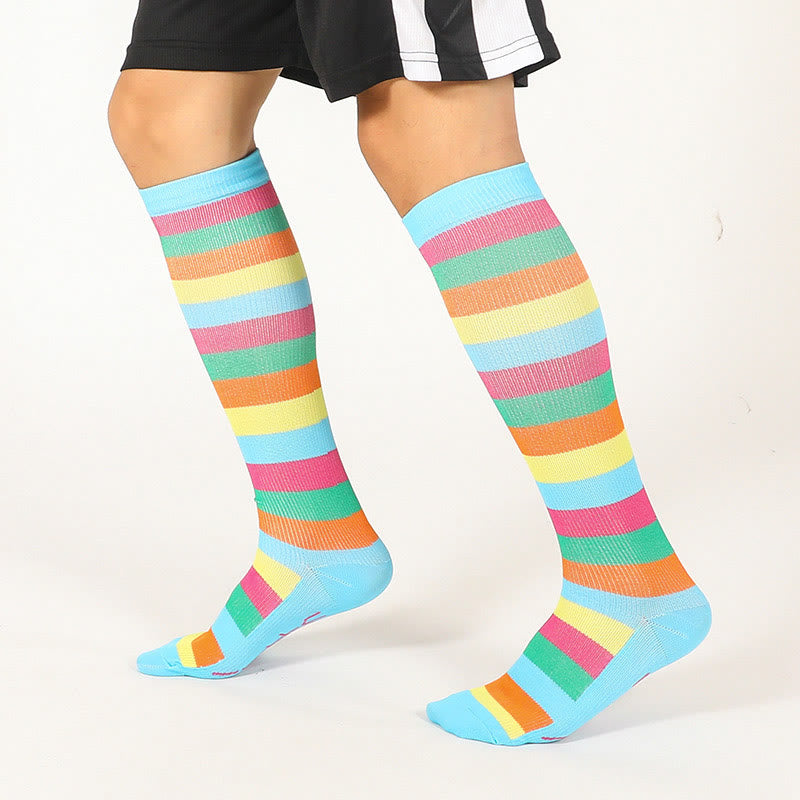 Chaussettes hautes à rayures arc-en-ciel (6 paires) - image 4