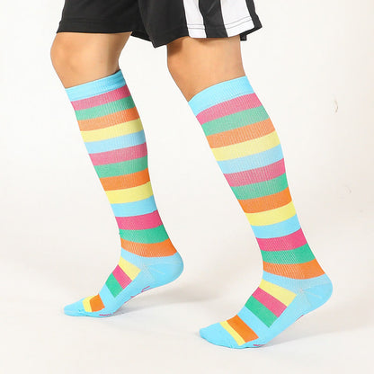 Chaussettes hautes à rayures arc-en-ciel (6 paires) - image 4