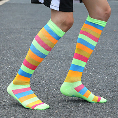 Chaussettes hautes à rayures arc-en-ciel (6 paires)